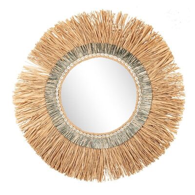 Miroir rond cadre raphia-507026