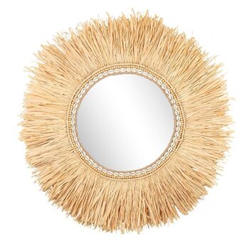 Miroir rond cadre raphia-507027