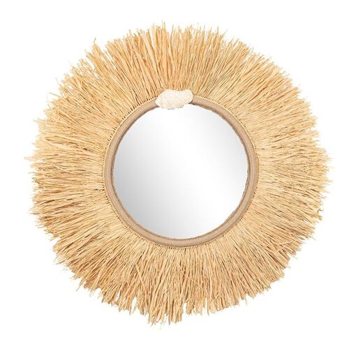 Miroir rond cadre raphia-507030