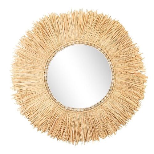 Miroir rond cadre raphia-507031