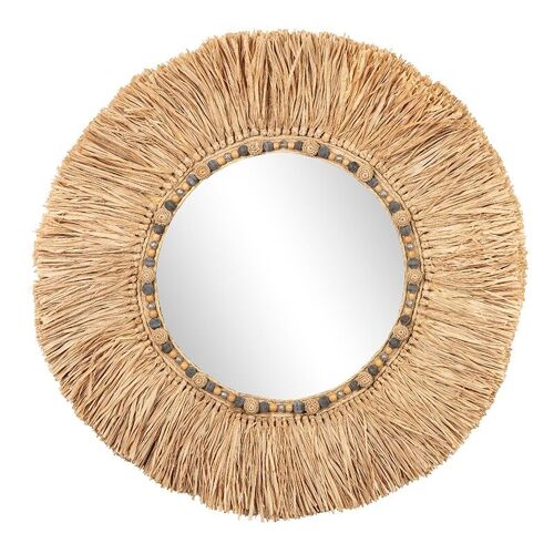 Miroir rond cadre raphia-507032