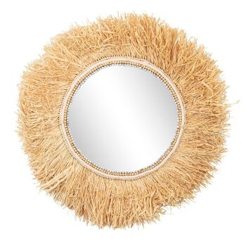 Miroir rond cadre raphia-507033