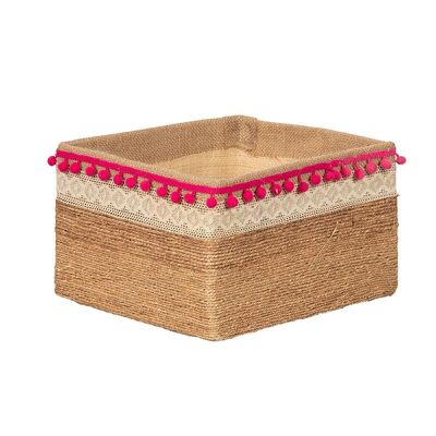 Decorated raffia box-801019