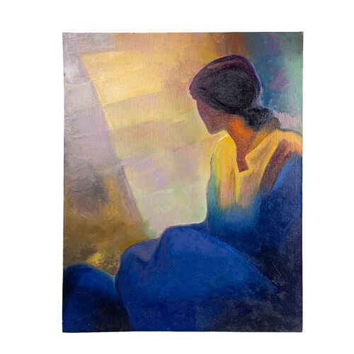 Tableau huile sur toile femme malgache-1501005