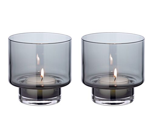 2er Set Windlicht Marla (ø 11 cm) mundgeblasenes Glas