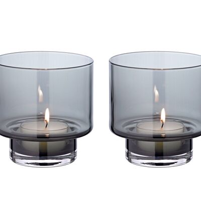 2er Set Windlicht Marla (ø 11 cm) mundgeblasenes Glas