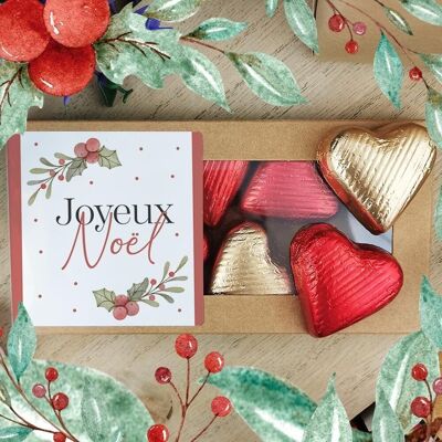 Pralinenherzen aus Milchschokolade und dunkler Schokolade x8 „Merry Christmas“