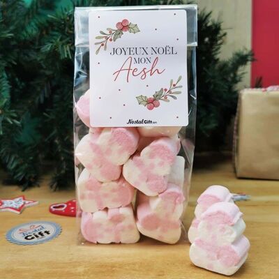 Borsa marshmallow pupazzo di neve x 10 - Regalo di Natale "Buon Natale mio Aesh".