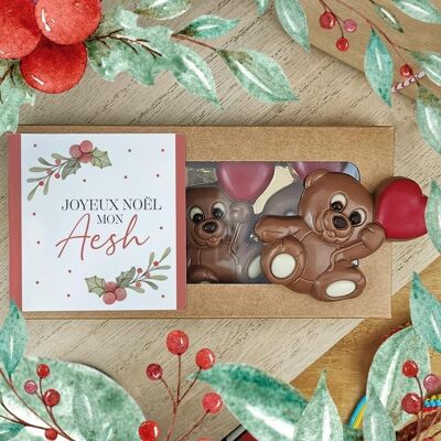 Milchschokoladen-Teddybären x3 „Frohe Weihnachten, mein Aesh“