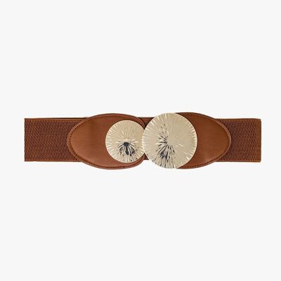 Cinturón elástico marrón con doble