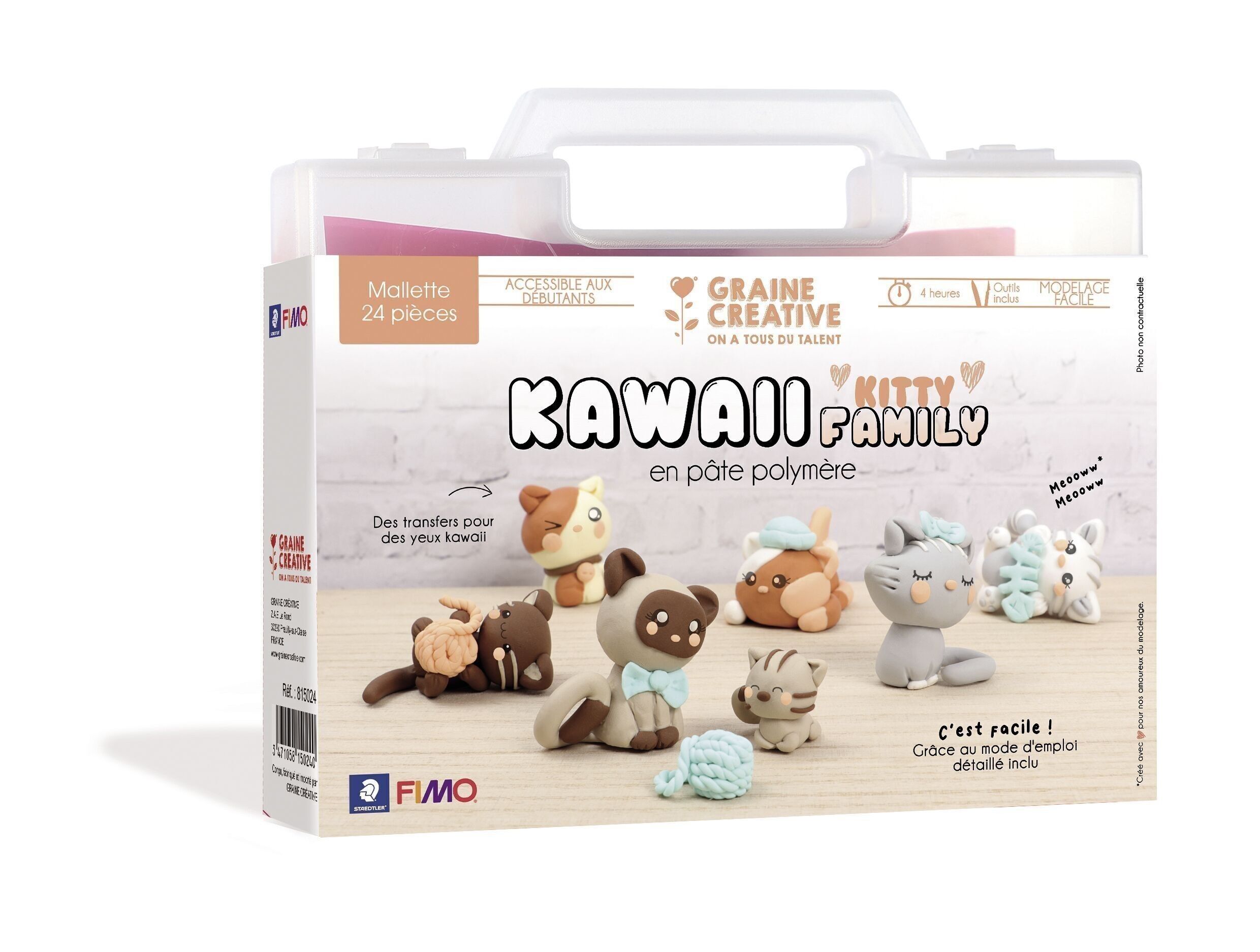 CUSTODIA FIMO KAWAII KITTY FAMIGLIA