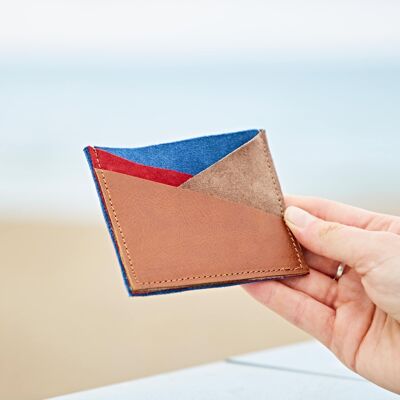 Porte-cartes de crédit en cuir et daim