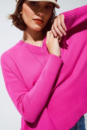 Pull à col V en rose 3