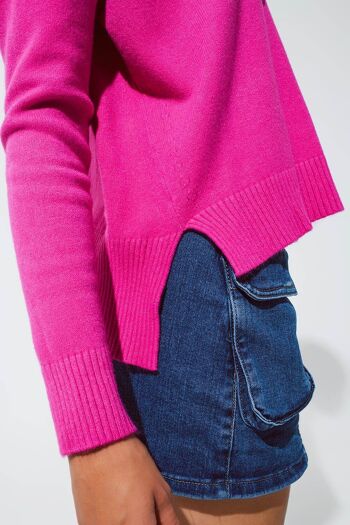 Pull à col V en rose 6