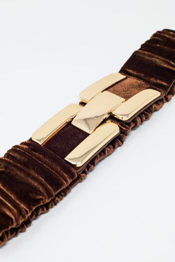 Ceinture en velours élastique marron avec fermeture en métal 2