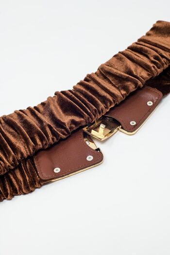 Ceinture en velours élastique marron avec fermeture en métal 3