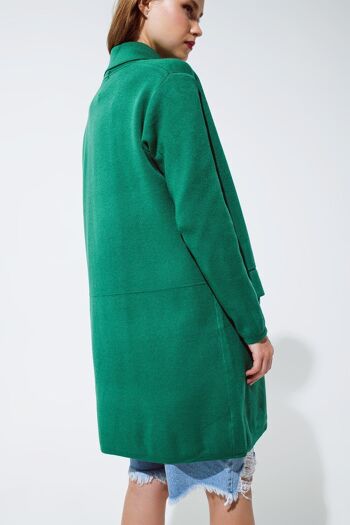 Cardigan long à col oversize vert 2