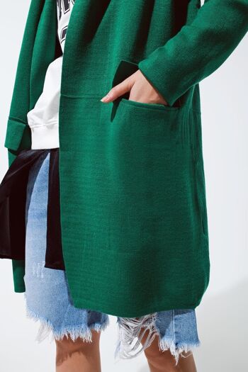 Cardigan long à col oversize vert 4