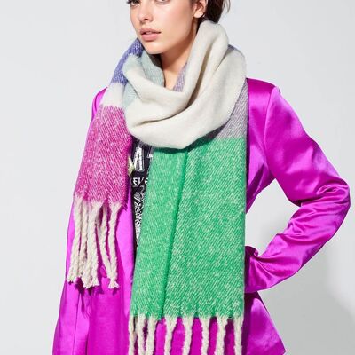 Stripe Chunky Scarf in Blue Green and purple
