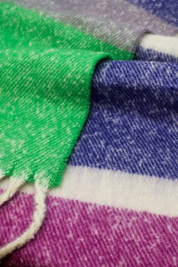 Écharpe épaisse à rayures en bleu vert et violet 3