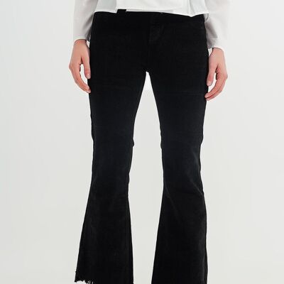 Stretchy cord flared trouser in black