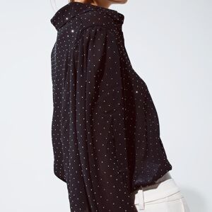 Blouse noire avec détail strass