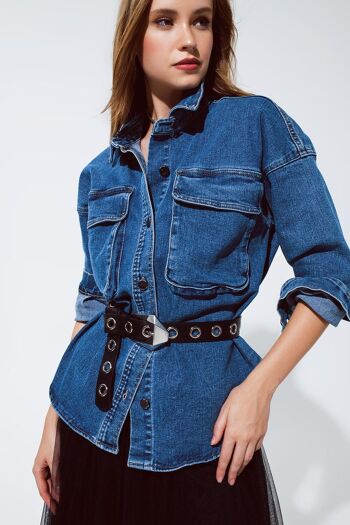 veste en jean oversize avec poches cargo 6