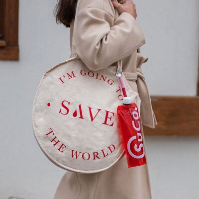 Rette die Welt-Einkaufstasche – Rot