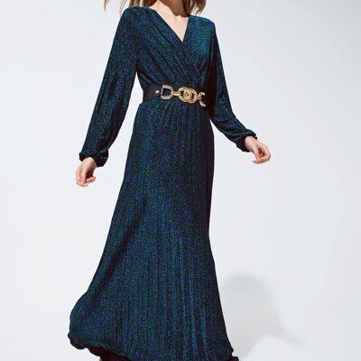 Party Long sleeve maxi dress with glitter in green