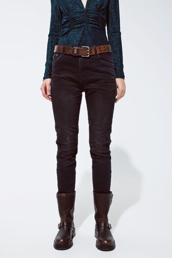 jean noir avec taille élastique et cordon 1