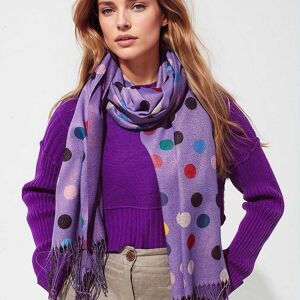 Écharpe douce à pois multicolores en violet