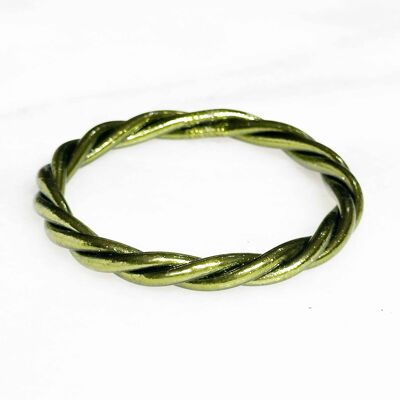 Bracciale buddista certificato prodotto in Thailandia - modello Twisted - Kaki