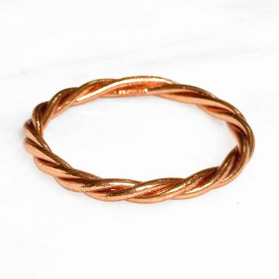 Pulsera budista certificada hecha en Tailandia - Modelo retorcido - COBRE NARANJA