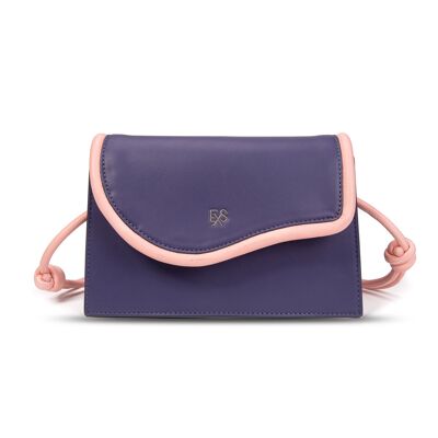 Exs-25543 Borsa a tracolla Astrid in pu riciclato viola/rosa