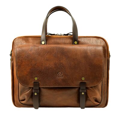 Tan Leather Briefcase Laptop Bag - Lanark