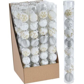 BOULE DE NOEL 30mm blanc Set 8 pcs