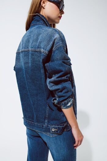 veste en jean oversize avec finitions argentées métallisées 3