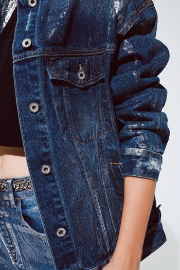 veste en jean oversize avec finitions argentées métallisées 6