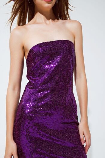 Robe crayon courte bandeau à sequins - Violet 4