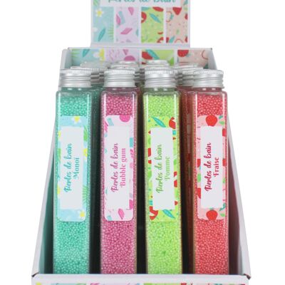 Tube Bath salts 90 grs - Assorted scents Monoï /bubble / Apple / Strawberry