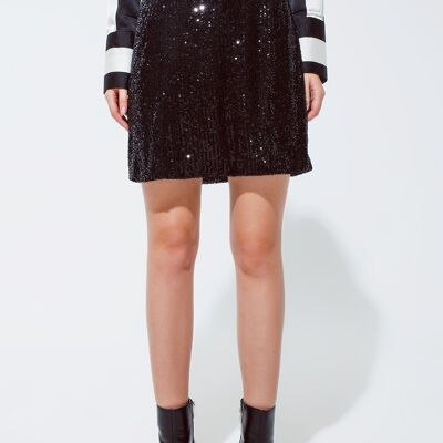 Party Sequined Mini Skirt Black