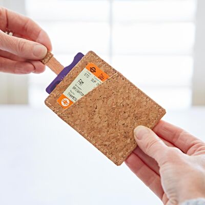Porta carte di credito scorrevole in sughero naturale