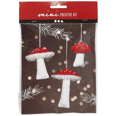 DIY felting kit - Christmas mushrooms - 6.5 to 10 cm - 3 pcs