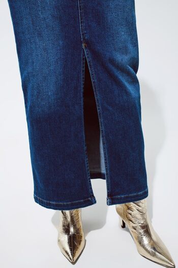 Jupe longue en jean stretch avec fente sur le devant, délavage moyen 6