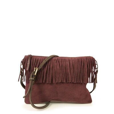 Bolso de mano con flecos en ante oporto