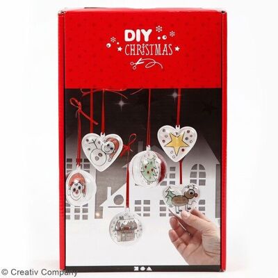 DIY Christmas kit - Decorative balls - Rounds and Hearts - 6 pcs