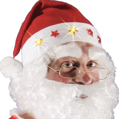 Articoli per feste - Cappuccio Babbo Natale con luci (batterie incluse ) con cavallotto