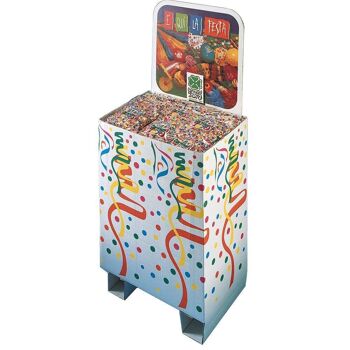 Articles de fête - FR Pallbox confettis multicolores gr.  250 environ ( pièces.  100) h.cm.100xl.60xp.40 avec étiquette