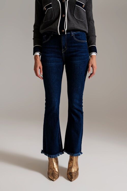 Flare leg skinny jeans in dark blue