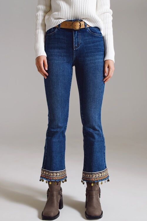 flare jeans with embellished hem